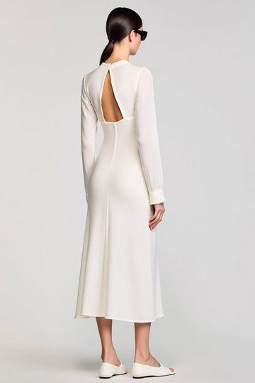 Robe à manches longues blanche Cut Out Sheath